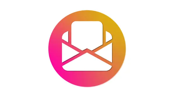 Üzerinde kırmızı çizgili bir sembol olan beyaz bir zarf simgesi, pembe, turuncu ve sarı arka planda hiçbir e-posta veya e-posta engellenmediğini gösteriyor..