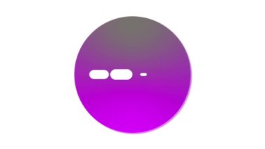Merkezinde dört beyaz yatay elips bulunan bir gradyan mor daire, beyaz bir arka planda minimalist tasarım veya logoyu andırıyor..
