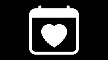 Siyah arkaplanda kalbi olan takvim simgesi