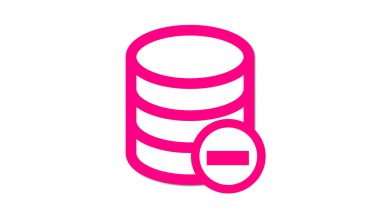 Eksi sembollü veritabanı simgesi beyaz arkaplanda izole.