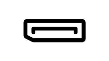 Beyaz arkaplanda bir Ekran Portu bağlantısının siyah ve beyaz simgesi.