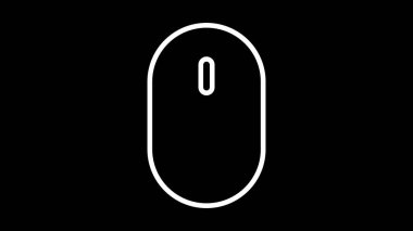 Parşömen tekerleği olan bir bilgisayar faresinin basit siyah beyaz simgesi.