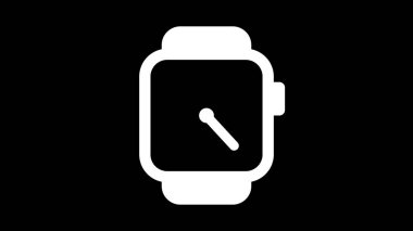 Beyaz renk akıllı saat simgesi siyah arkaplanda izole.