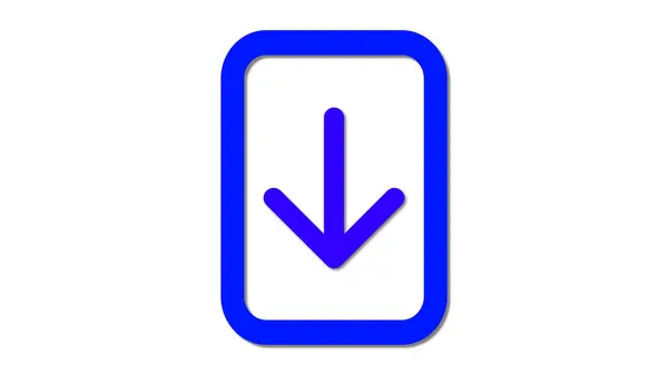 stock image A blue downward arrow inside a rounded rectangle on a white background.