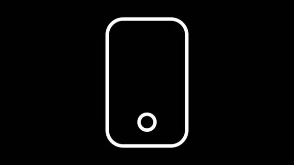 Basit düz beyaz renkli cep telefonu simgesi siyah üzerine izole et.