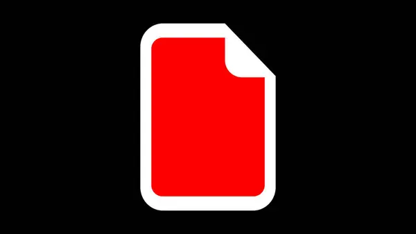 stock image A red document icon with a white border on a black background.