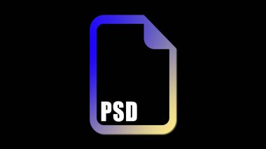 Siyah arkaplanda PSD dosya biçimi simgesi.