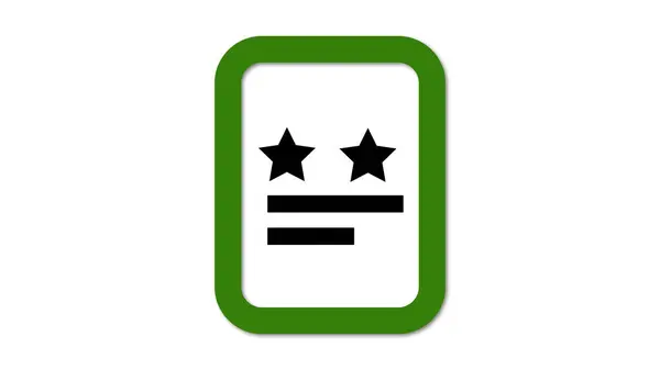 stock image A simple graphic featuring two black stars above two horizontal lines, enclosed in a green rectangular border.