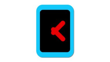 Merkezinde mavi kenarlık tarafından çerçevelenmiş kırmızı 'X' sembolü olan siyah bir arkaplan içeren dikdörtgen simge.