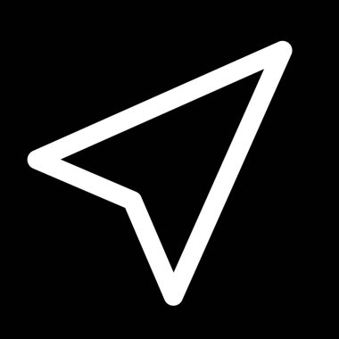 Siyah arkaplan üzerinde basit, biçimlendirilmiş bir beyaz ok imleci, navigasyon veya seçimi simgeler.