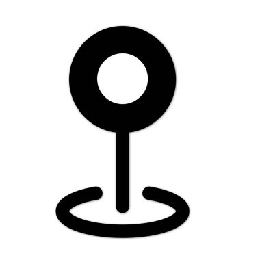 Beyaz arkaplanda basit bir siyah konum simgesi simgesi, bir harita işaretleyicisini veya GPS konumunu temsil eder.