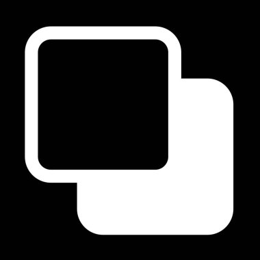 Biri siyah diğeri beyaz olmak üzere üst üste binen iki kareden oluşan minimalist bir tasarım. Kareler biraz dengeli, modern ve soyut bir görsel etki yaratıyor..