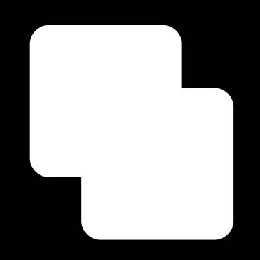 Siyah arka planda beyazla tasvir edilmiş basit, minimalist bir silgi tasviri. Silgi, dikdörtgen şeklini iki kesiti ayıran çapraz bir çizgi ile vurgulayan bir açıyla gösterilir..