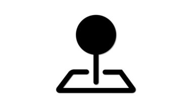 Haritadaki lokasyon iğnesinin minimalist siyah beyaz çizimi. Pin daireseldir ve basit bir harita ana hatının üzerinde, navigasyon veya konum hizmetlerini sembolize eder..