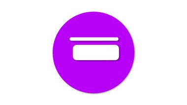 Mor dairesel arkaplan içinde merkezli beyaz dikdörtgen şeklindeki basit ve modern bir logo. Tasarım, temiz çizgiler ve canlı bir renk düzeniyle minimalisttir..