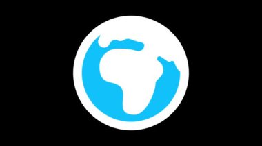 Dünya 'yı temsil eden stilize edilmiş mavi ve beyaz bir logo. Afrika kıtasının şeklini oluşturan dalga benzeri bir tasarım..
