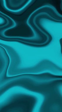 Cyan renk arkaplan videosunun ipek sıvı animasyonu. 3d canlandırma.