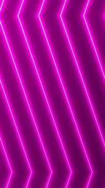 Mor neon ışıklı geometrik çizgiler. Parlak Canlandırma.