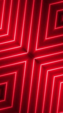 Moda kırmızı neon ışık hatları. Dijital teknolojisiz hareket stoku videosu.