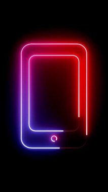 Mobil arkaplan için dikey parlayan neon ışıklı simge canlandırma videosu