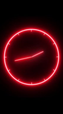 Animasyon saat, parıldayan neon ışığı. Renkli arkaplan resimleme videosu.