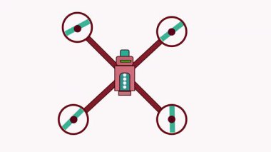Beyaz arkaplan animasyon stok video Uçan Drone.