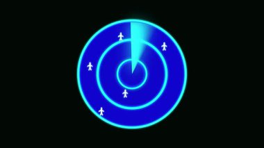hd video 'da radar ekranında hareket eden renkli parlayan tarama ışını.