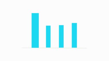 Beyaz arka planda Sky Blue Icon iş grafiği animasyonu. Sunumlar için grafik ile hareket bilgisi grafiği.