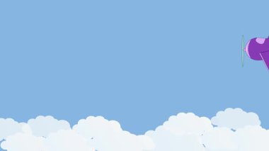 Havada süzülen bir uçağın zarif düz tasarım animasyonu. İş sunumları, havayolu promosyonları ve havacılık temalı hareket grafikleri için ideal.