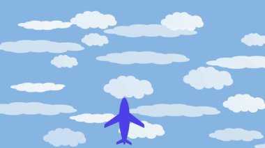 Animasyon uçak gökyüzünde süzülerek ardında tuhaf bir iz bırakır. Çocukların içeriği, seyahat reklamları ve yaratıcı projeler için mükemmel bir örnekleme..