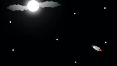 Uzay roketi milyonlarca parıldayan yıldızla çevrili uzayın siyah boşluğunda zarifçe süzülür. Bu animasyon, hem heyecan hem de sükunetle dolu uzay keşiflerinin mucizesini yakalar..