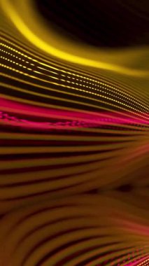 Ekranda parıldayan küçük noktalardan oluşan parlak dijital dalga veri akışlarını ve sinyal şablonlarını minimal ama dinamik bir arkaplanda taklit ediyor..