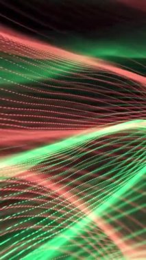 Süzülen dijital noktaların canlı dalgaları yavaş çekimde hareket ediyor, hipnotik bir hareket ve derinlik karışımı yaratarak hem geleceksel hem de organik.