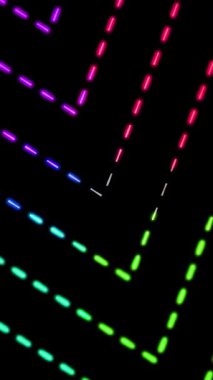 Renkli geometrik çizgilerin döngü hareketi. Enerjik ve gelecekteki görsel ortamlar için neon ışık dalgası deseni.