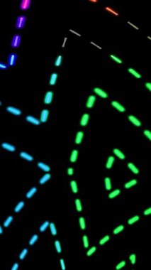 Titrek dalgalı çizgi animasyonu. Dijital sanat ve dinamik tasarım için parlayan geometrik akışa sahip soyut neon hareket arkaplanı.