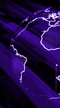 Dijital ızgarası olan kusursuz bir animasyon. Teknoloji haberleri, dünya çapında iletişim ve kurumsal görseller için modern dünya döngüsü.