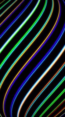 Renkli dalgalı dikey çizgiler. Canlı dijital sanat, görsel efektler ve modern tasarım için soyut hareket arkaplanı.