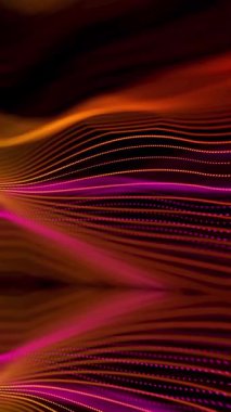 Dinamik renkli teknoloji çizgi animasyonu. Fütürist arka planlar ve yaratıcı projeler için parlayan noktalarla canlı dalga hareketi.