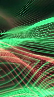 Dijital nabız çizgisi animasyonu. Renkli teknoloji noktaları enerjik görseller, müzik arkaplanları ve yaratıcı tanıtımlar için dalgalar oluşturuyor..