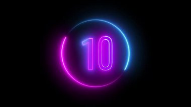 Parlak renk zengini daire merkezindeki 10 numarayı vurgular, kıvrılarak solan neon renklerin yumuşak bir karışımını oluşturur.