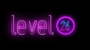 Oyundan esinlenen grafikler, tekno görseller ve modern tasarım trendleri için 26. seviye canlı görüntüyü gösteren dairesel neon işareti.
