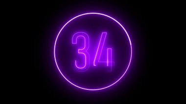 34 numaralı parlak neon yuvarlak çerçeve. Tabela grafikleri, modern görseller ve tasarım deneyleri için parlak sanat konsepti.