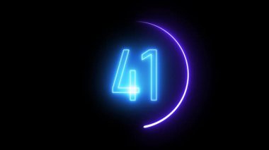 Dairesel bir hatla parlayan neon 40 numara. Fütürist dijital sanat ve yaratıcı görseller için yüksek etkili ışık tasarımı.