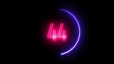 Çemberin içinde 44 numaralı minimalist neon. Temiz dijital estetik ve modern tasarım projeleri için parlak ışık efekti.