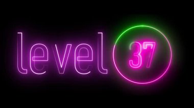 Dairesel çerçevenin içinde kalın neon seviyesi 37. Modern görseller, UI modelleri ve yaratıcı teknoloji sanatı için canlı bir işaret..