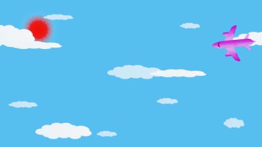 Güzelce hazırlanmış hareket grafik animasyonu klasik bir pervane düzlemini öne doğru uçurur, pervanesi ritmik bir şekilde yükselirken döner..