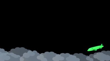 Gökyüzüne karşı çarpıcı bir kapışmada, karanlık ve fırtınalı bulutların üzerinde süzülür yeşil uçak..