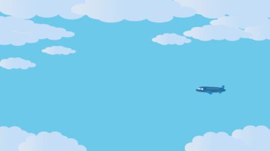 Gökyüzünde mutlu turistlerle uçan uçak animasyonu. Turistlerin uçuşun keyfini çıkardığı çizgi film animasyonu.