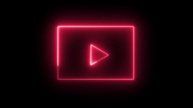 Karanlık arka planda neon sosyal medya simgeleri oluşturuldu. Soyut Sen tüp simgesi ile neon, parlak kırmızı ışıklar.