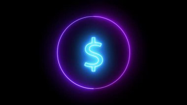 Parlayan bir dolar işareti. Etrafı canlı bir çemberle çevrili. Karanlıkta ışık saçıyor. Zenginliğin, ticaretin ve dijital bir bükülme ile modern finansın soyut bir sembolü..